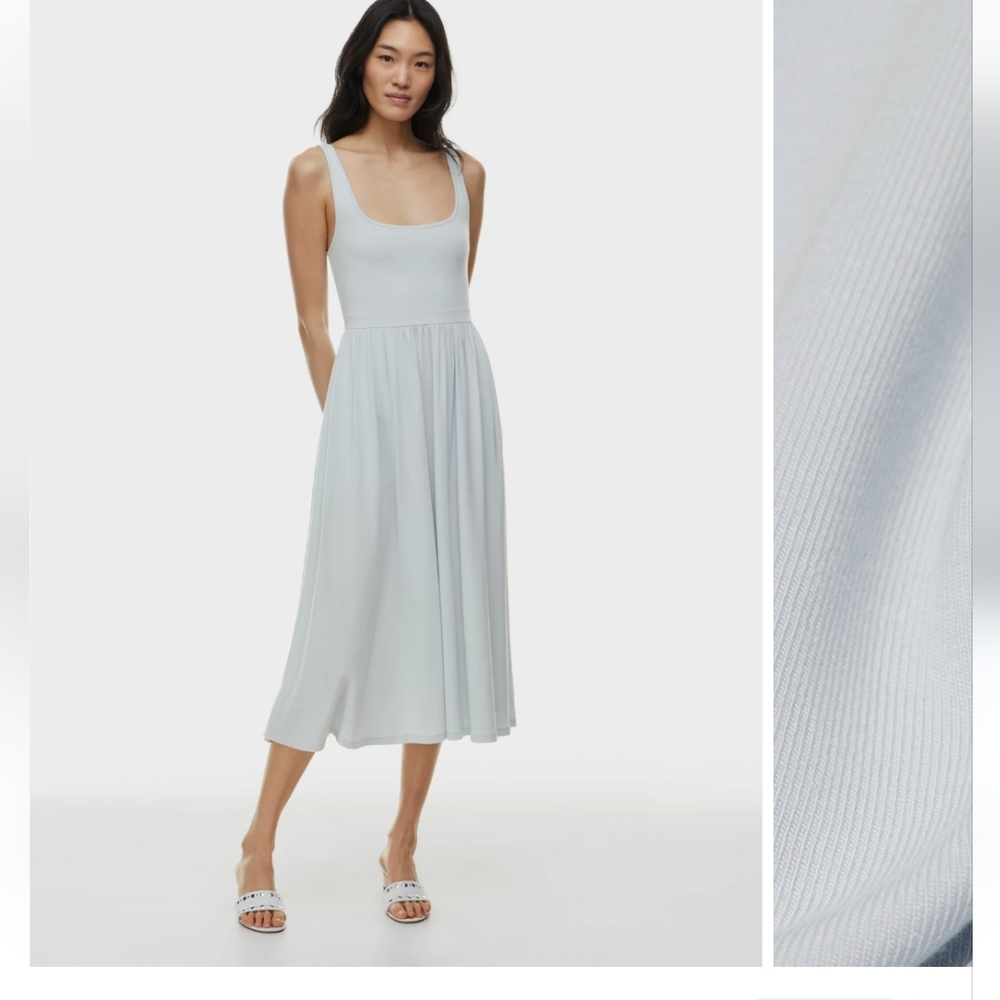 Wilfred Light Blue Scoop Neck Midi Dress
